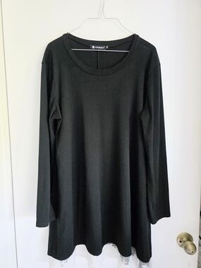 Black Long-Sleeve Lace-Trim Tunic Xxl